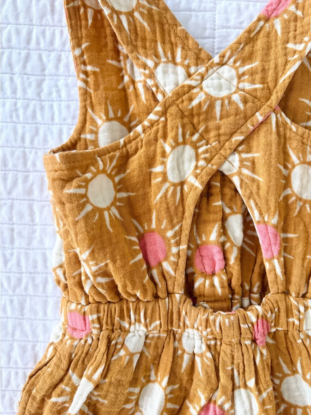 Old Navy Mustard Yellow Cotton Sun Print Romper - Toddler Girls Size 2T